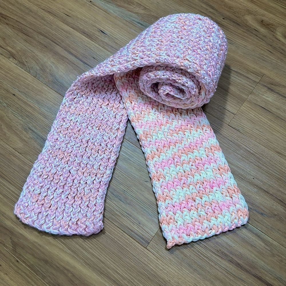 Hand Knit Winter Scarf - Handmade - Pinky
